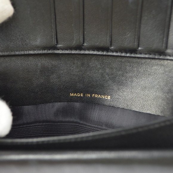 AUTHENTICITY GUARANTEED Chanel Long Bifold Wallet Purse Black Caviar Skin - Picture 6 of 9